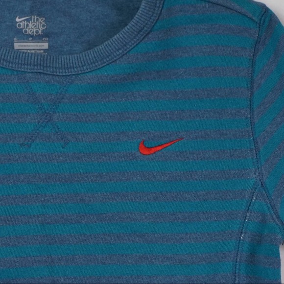 Nike Women's Athletic Dept. Sweater Pullover Size Small logo Stripe Stretch Blue - Picture 4 of 9